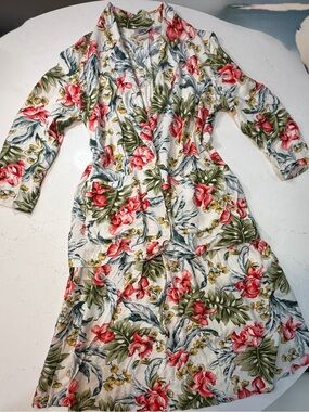 Lulu Floral Blazer Jacket - White with Coral & Green Print